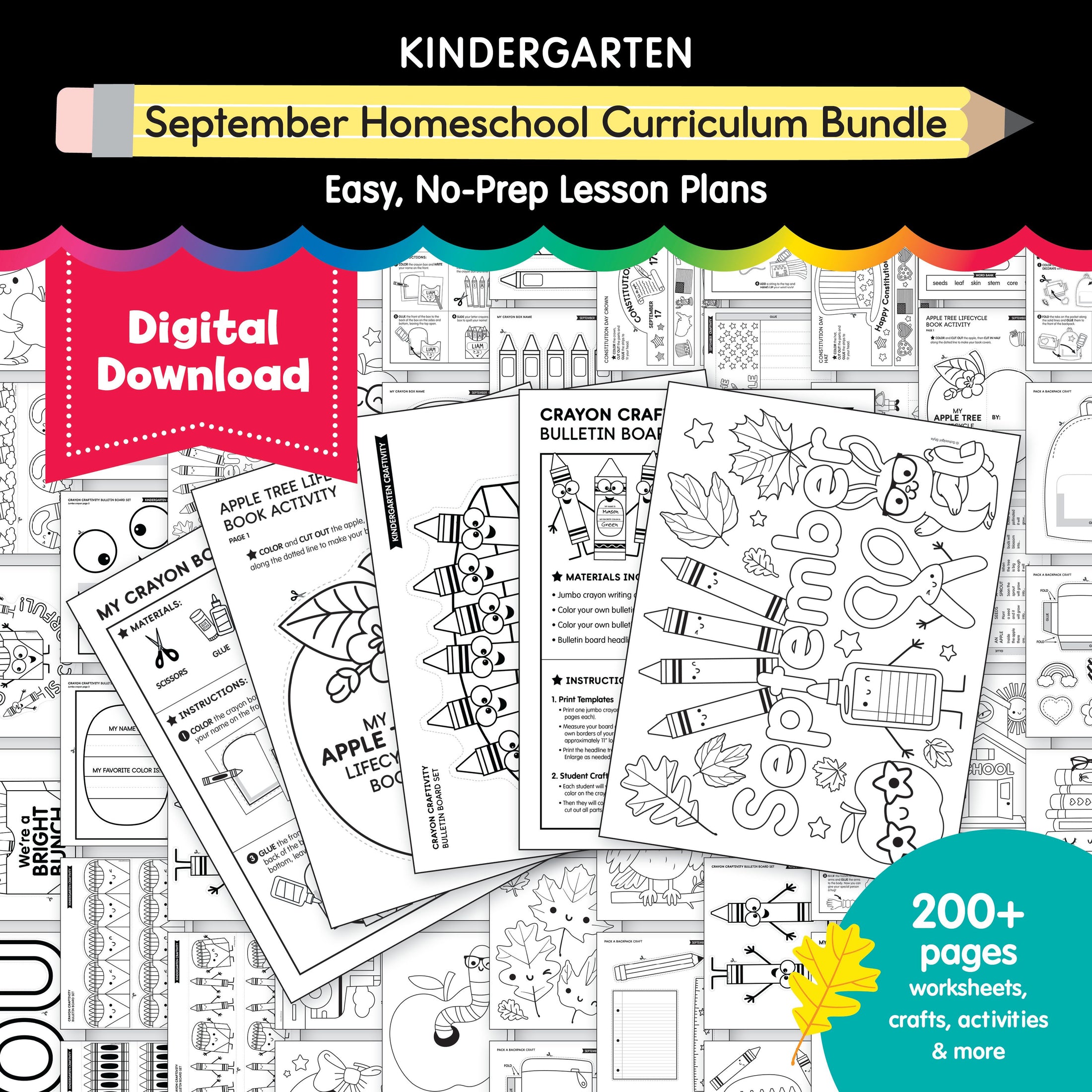 Kindergarten September Homeschool Curriculum Bundle