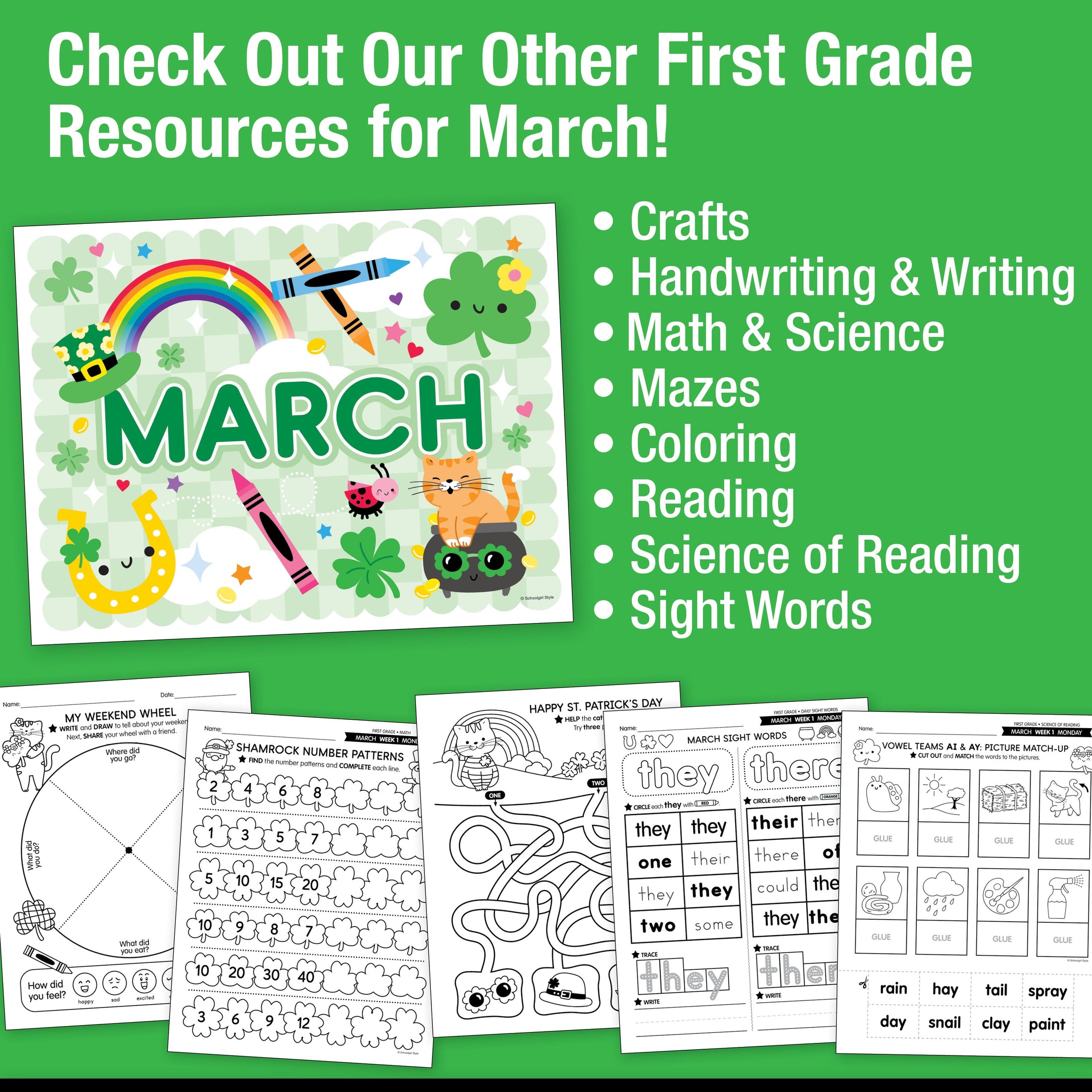 Printable First Grade March Daily Morning Work
