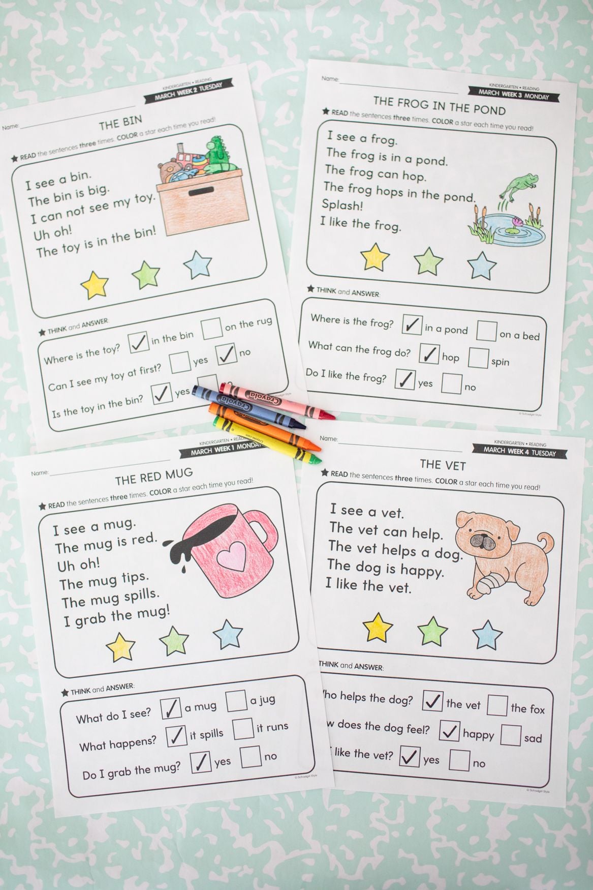 Printable Kindergarten March Daily Reading