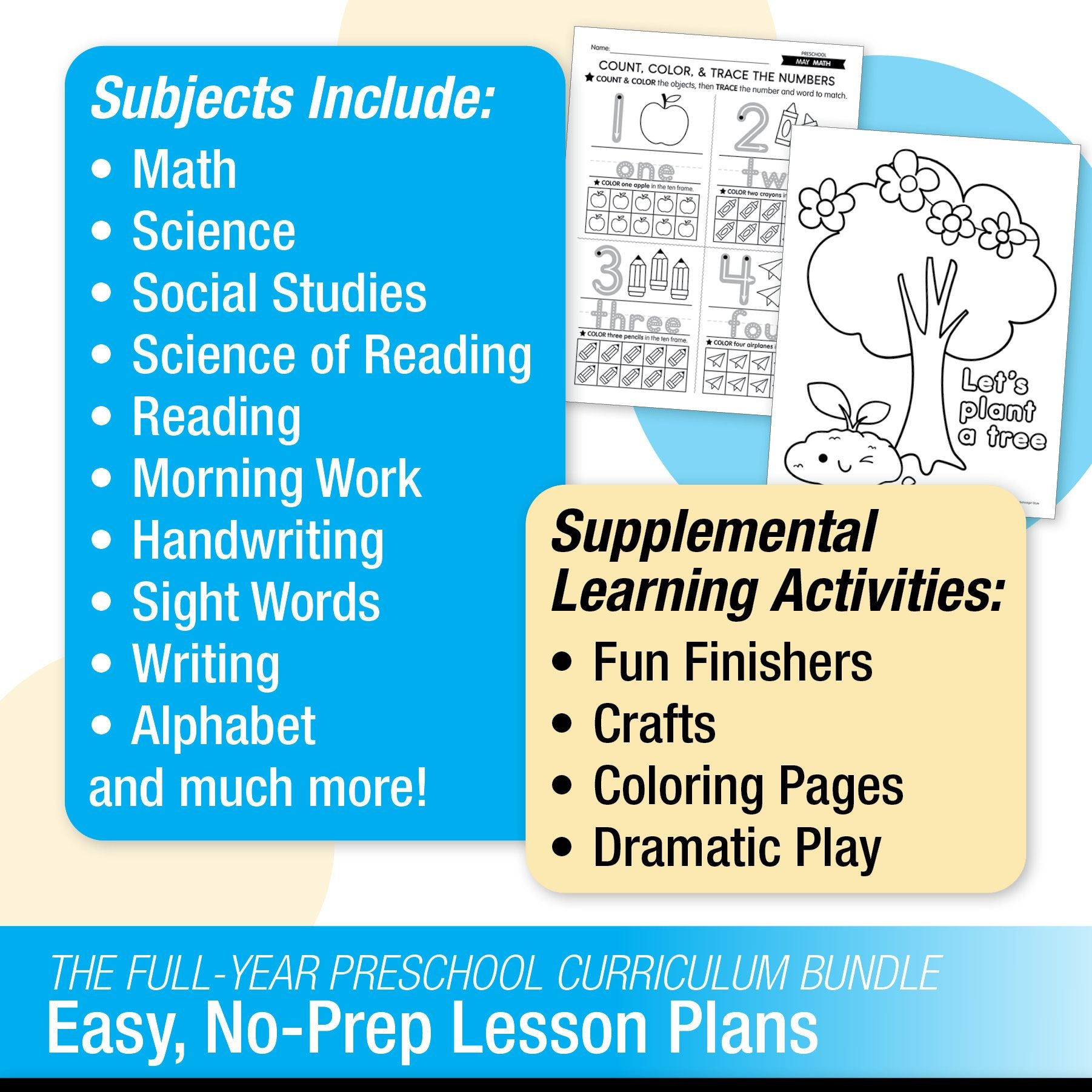 Printable Preschool Full Year Homeschool Curriculum Bundle
