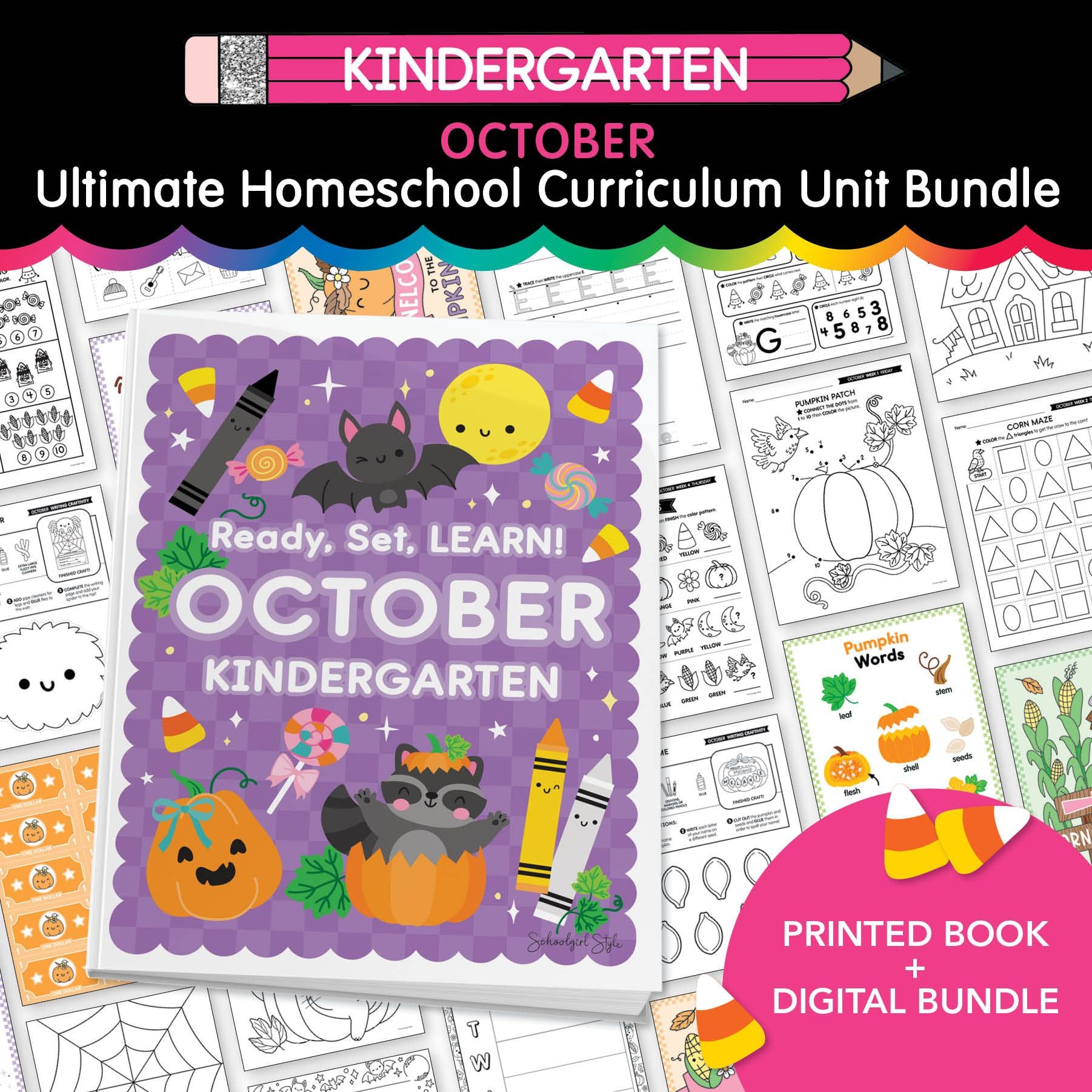Ultimate Kindergarten October Homeschool Curriculum Unit Bundle
