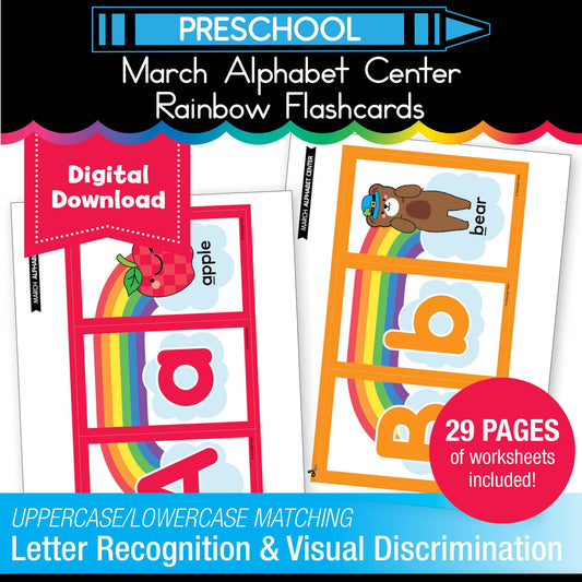 Printable Preschool March Rainbow Flashcards Alphabet Center