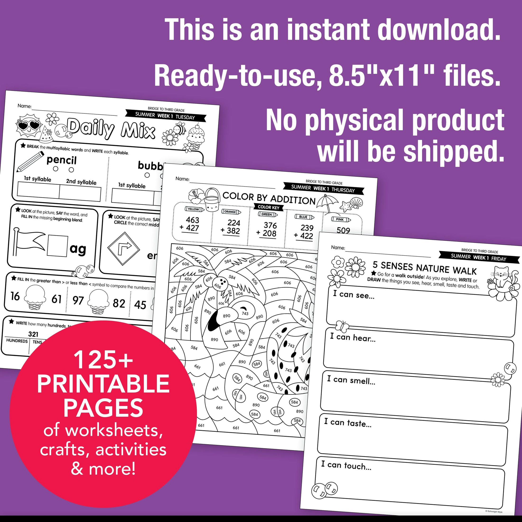 Printable Bridge To Third Grade Digital Summer Workbook