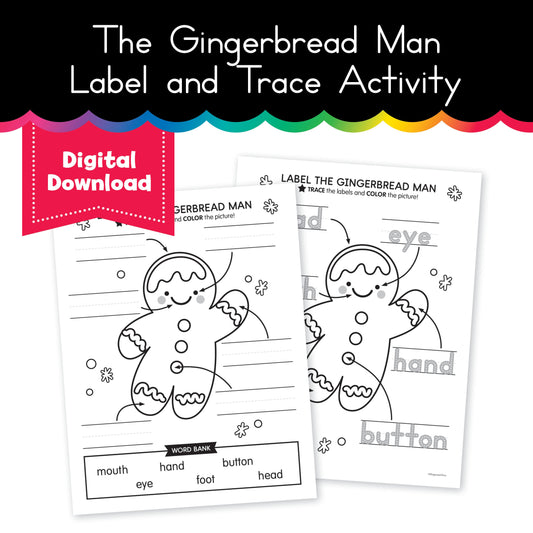 Gingerbread Man Label and Trace Activity