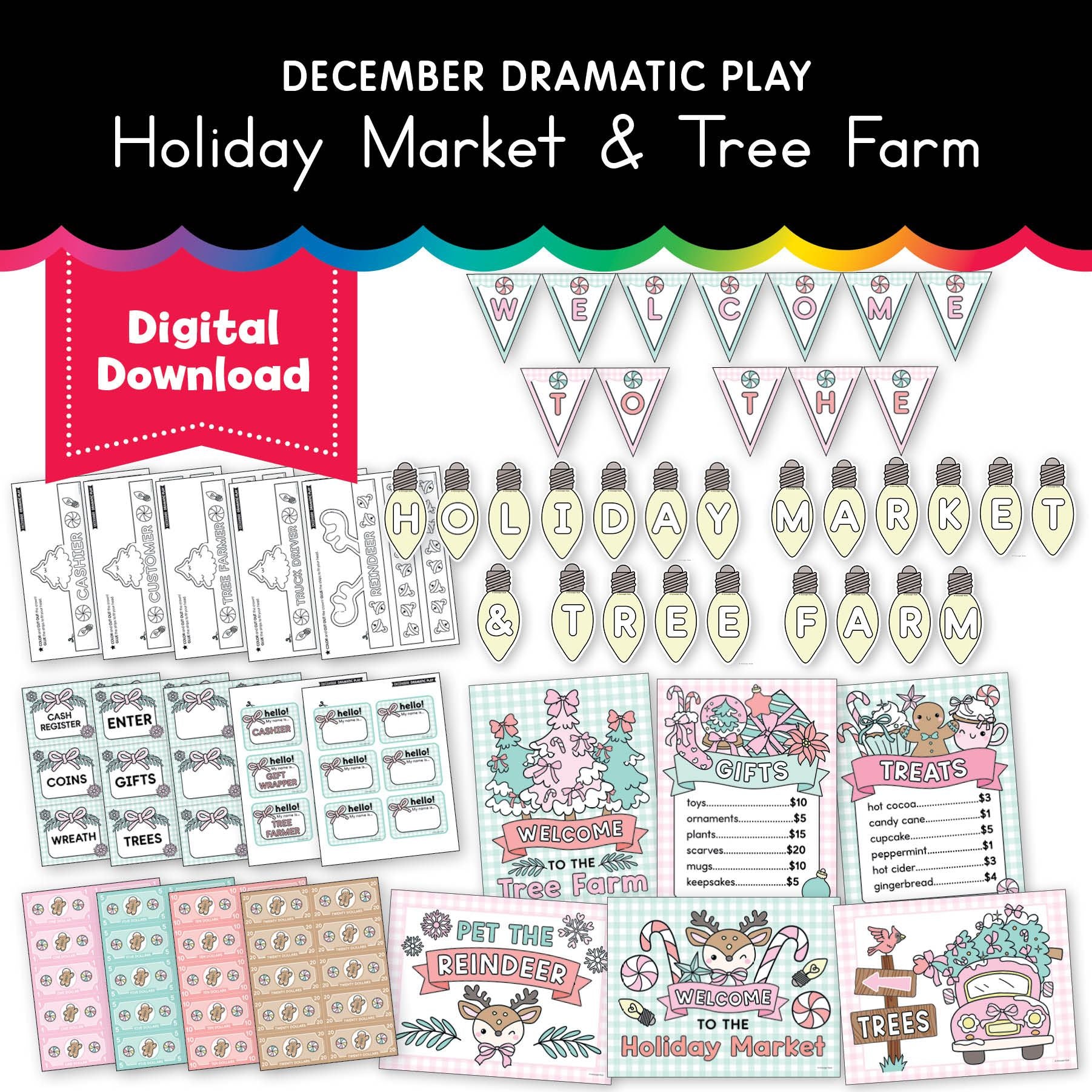 Printable December Dramatic Play Holiday Market and Tree Farm