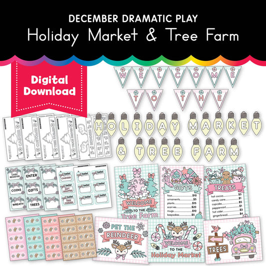 Printable December Dramatic Play Holiday Market and Tree Farm