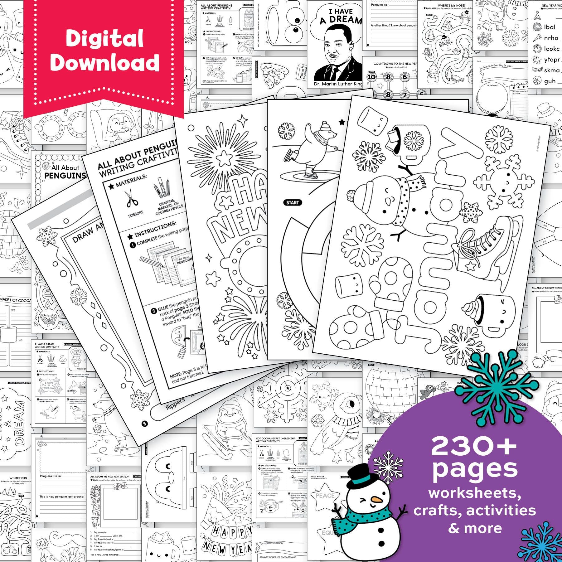 Printable Second Grade January Homeschool Curriculum Bundle