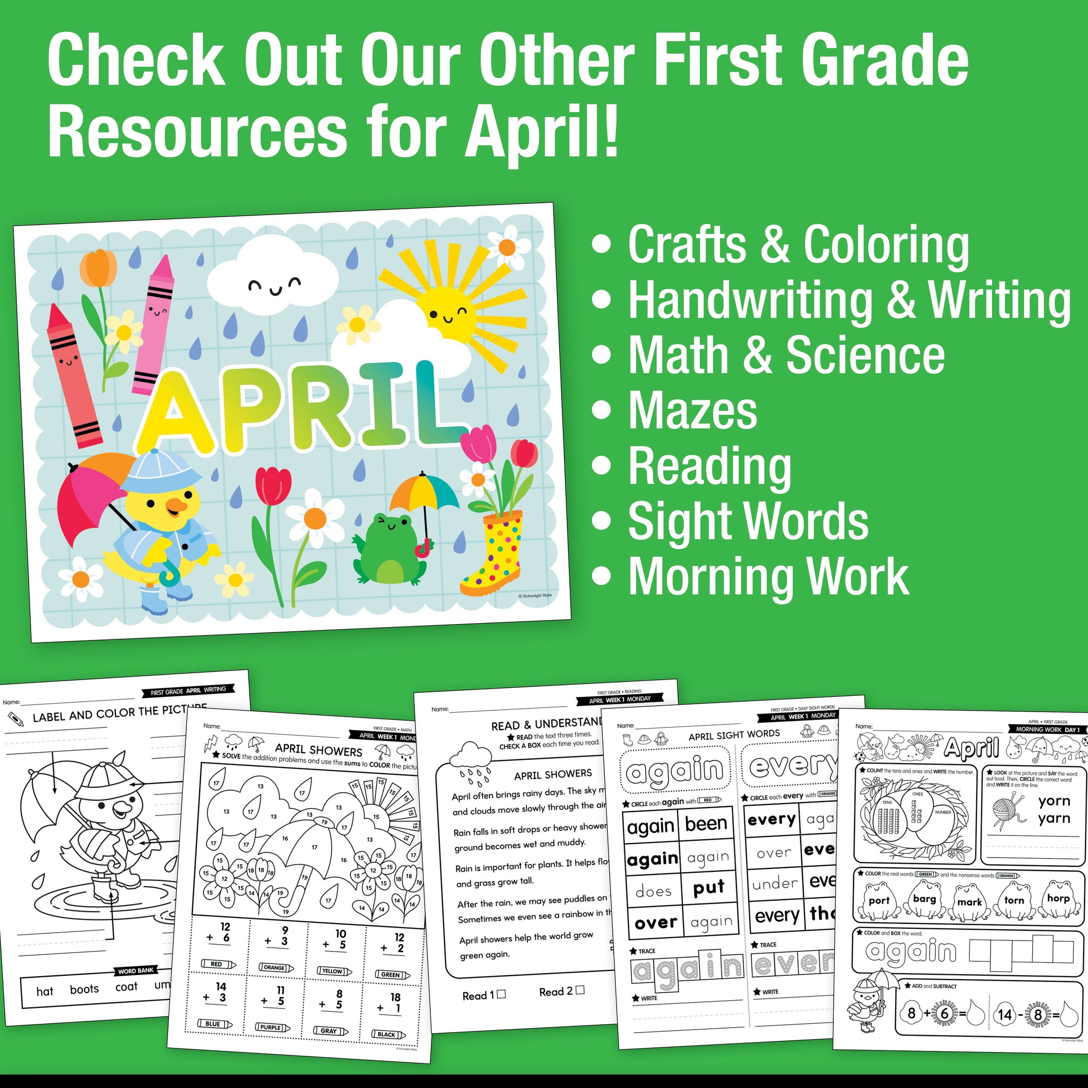 Printable First Grade April Daily Science of Reading