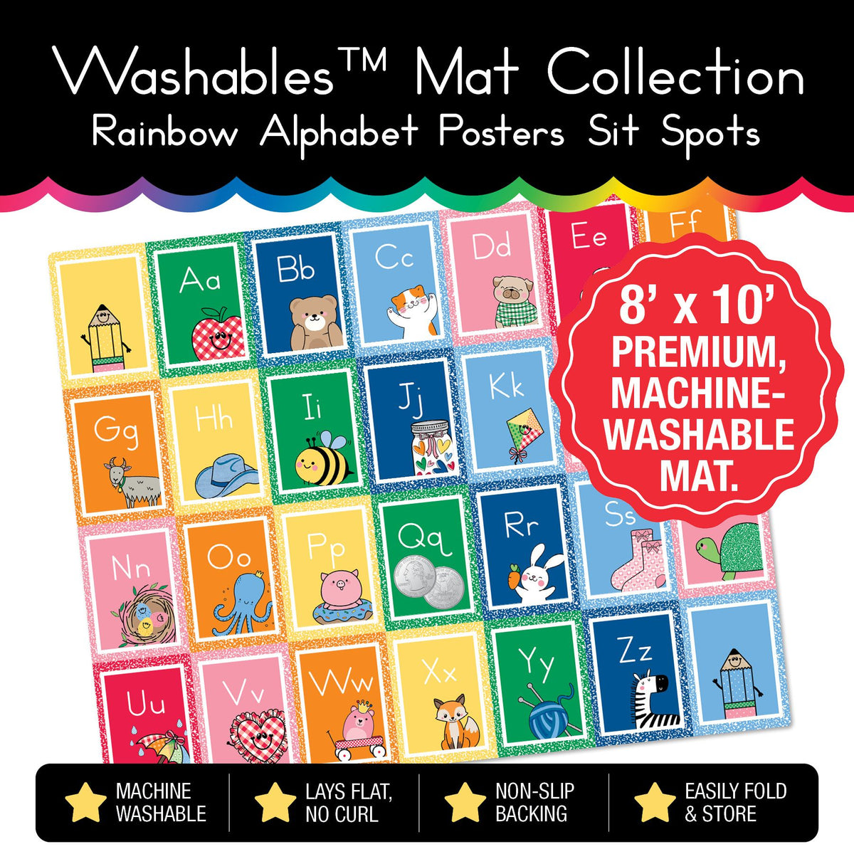 Rainbow Alphabet Poster Sit Spot Classroom Mat by Schoolgirl Style