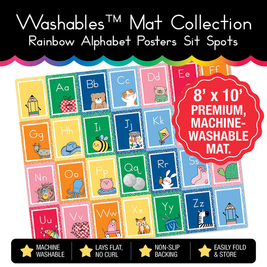 Rainbow Alphabet Poster Sit Spot Classroom Mat by Schoolgirl Style
