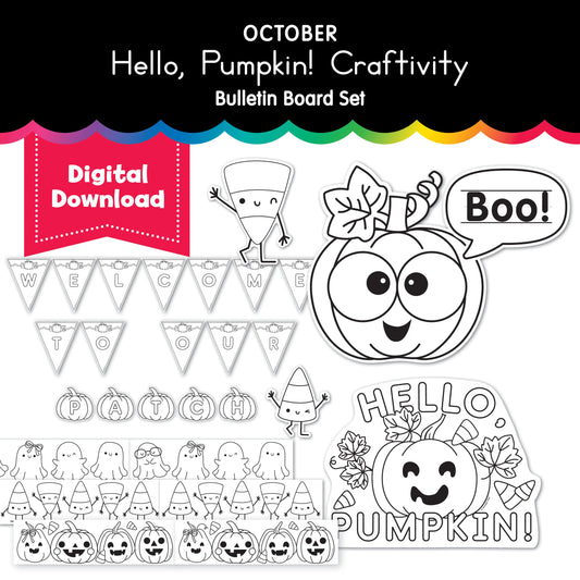 Printable October Hello Pumpkin Craftivity Bulletin Board Set