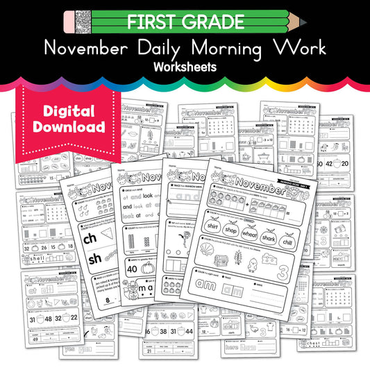 Printable First Grade November Daily Morning Work