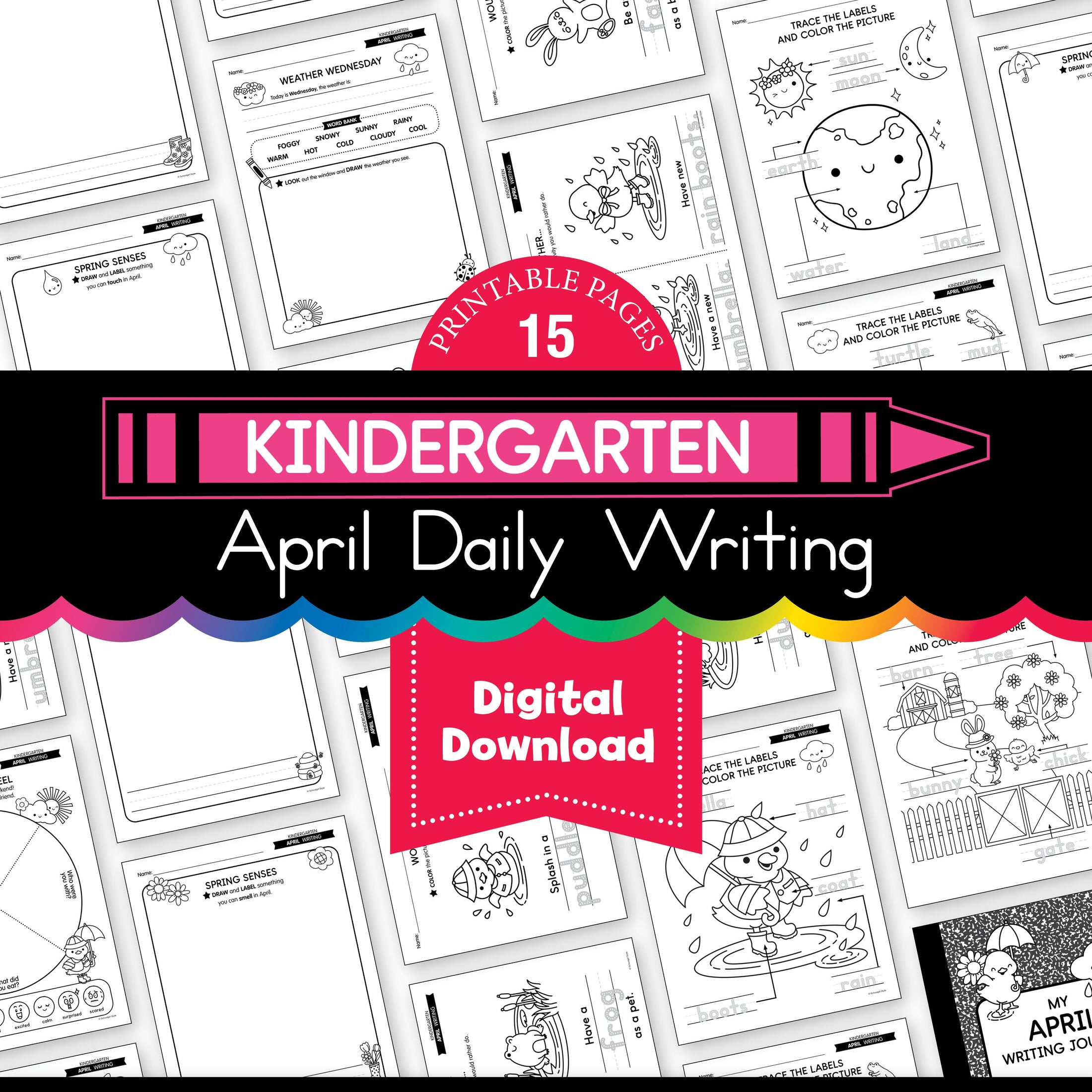 Printable Kindergarten April Daily Writing