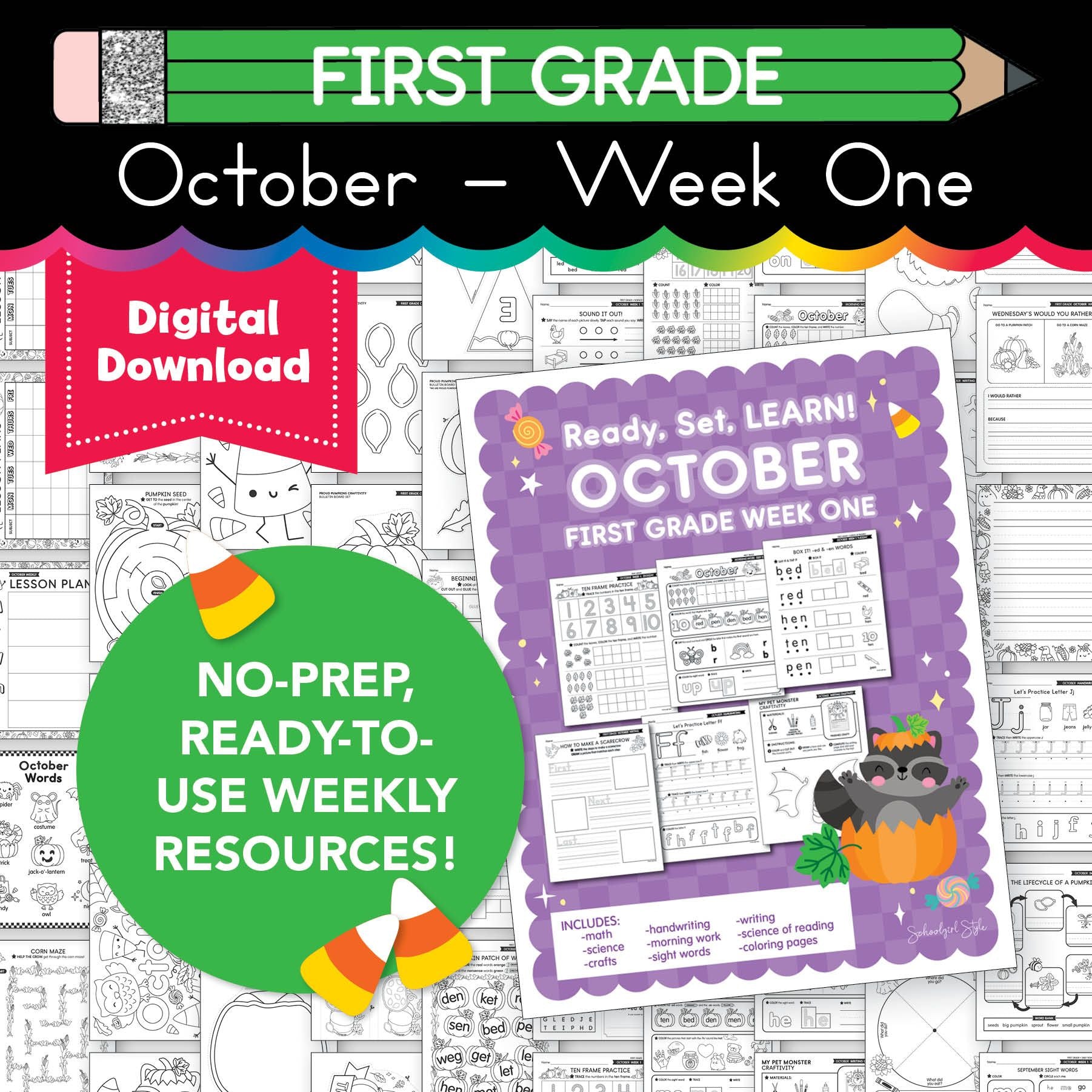 Printable First Grade October Week 1 Resources