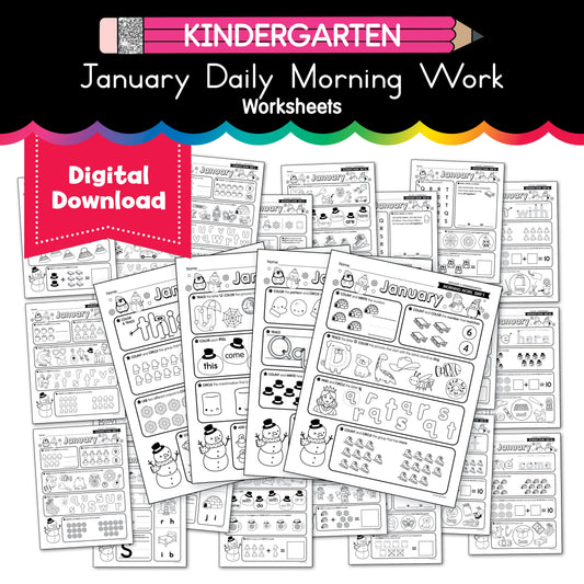 Printable Kindergarten January Daily Morning Work