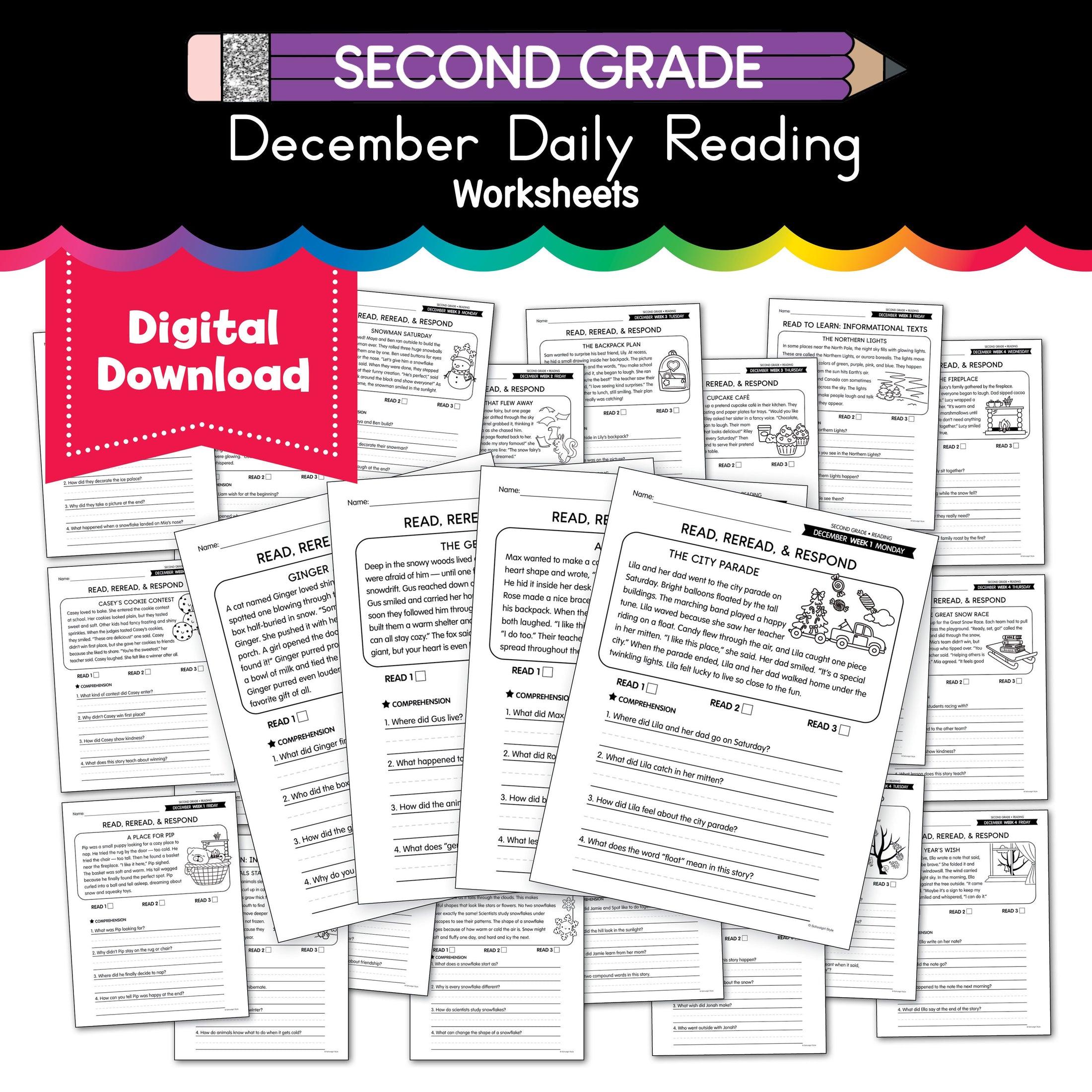 Printable Second Grade December Daily Reading