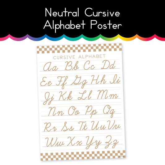 Neutral | Cursive Alphabet | Home Learning Poster