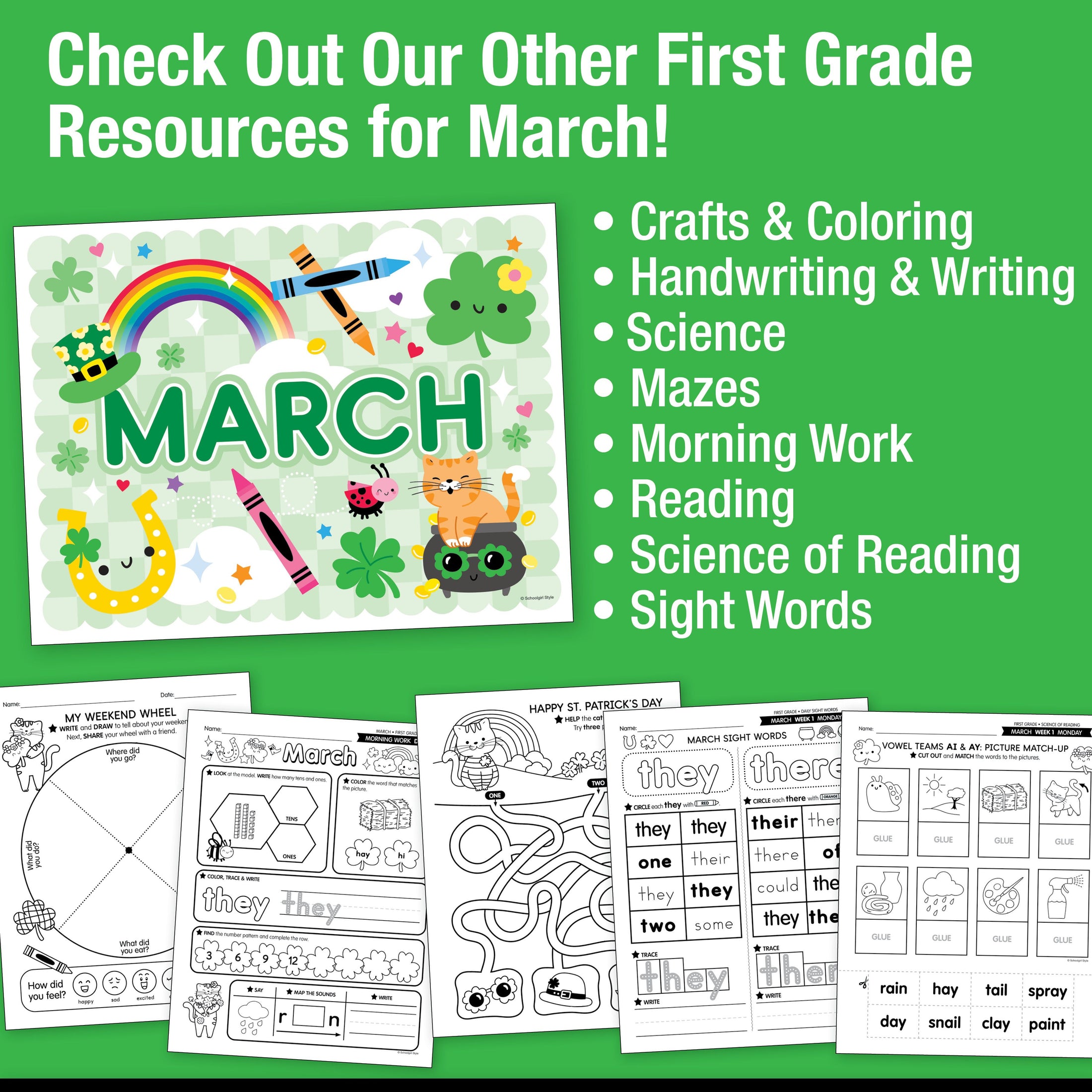 Printable First Grade March Daily Math
