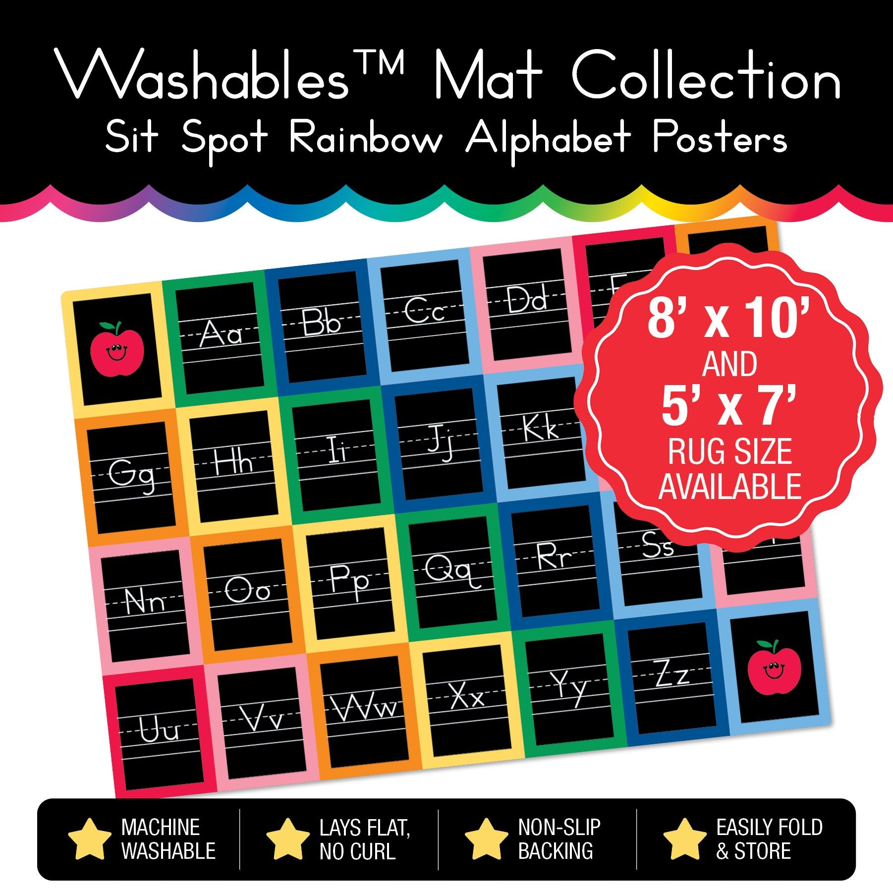 Rainbow Square Alphabet Sit Spot Classroom Mat by Schoolgirl Style