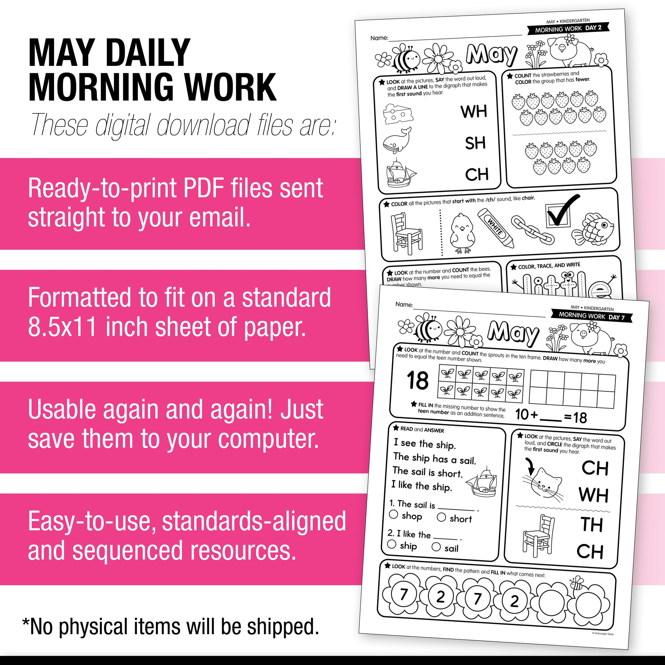 Printable Kindergarten May Daily Morning Work