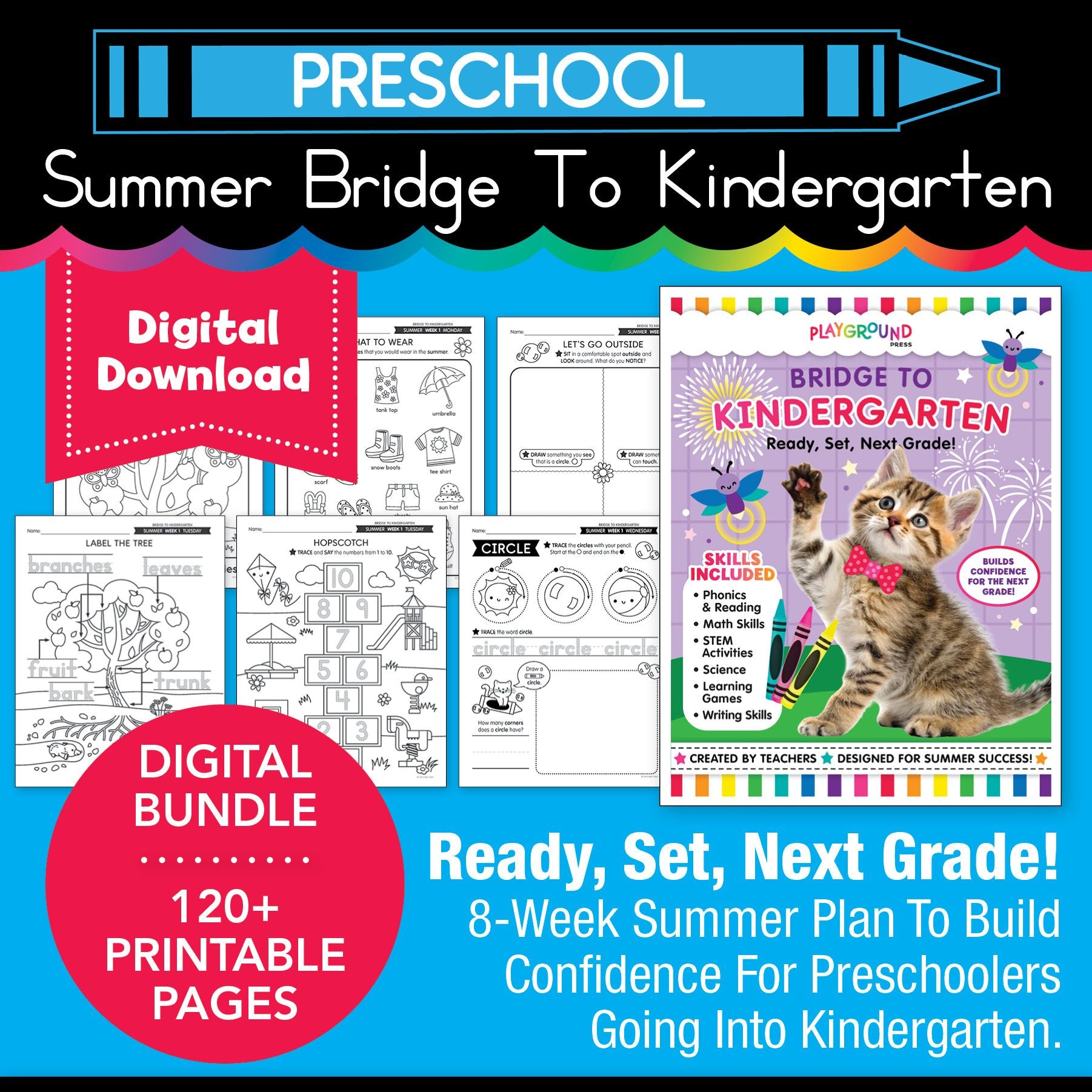Printable Bridge To Kindergarten Digital Summer Workbook
