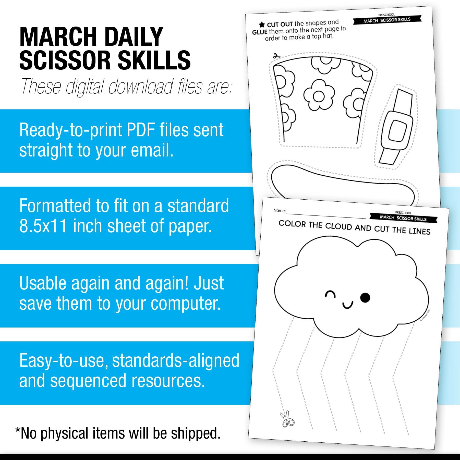 Printable Preschool March Daily Scissor Skills