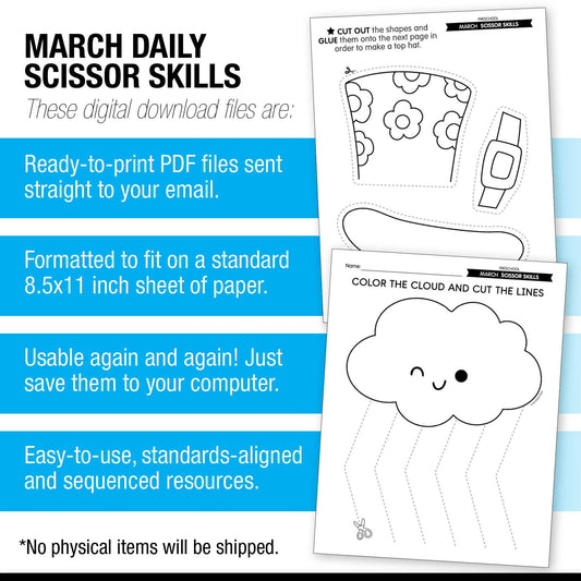 Printable Preschool March Daily Scissor Skills
