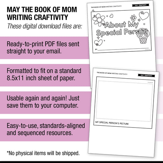 Printable May The Book Of Mom Writing Craftivity