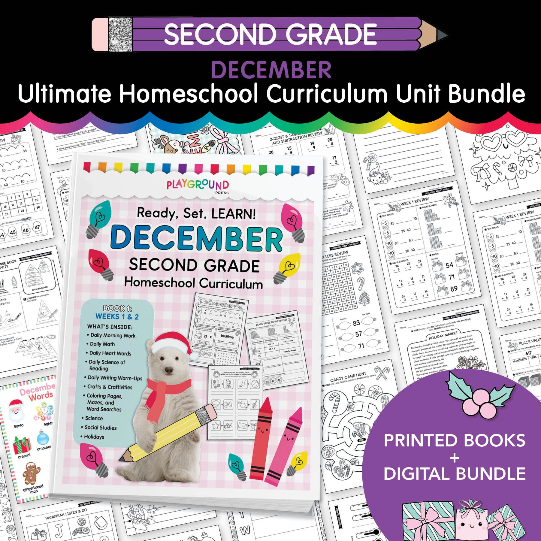 Ultimate Second Grade December Homeschool Curriculum Bundle