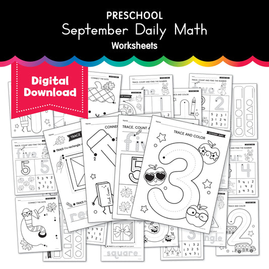 Preschool September Daily Math Worksheets