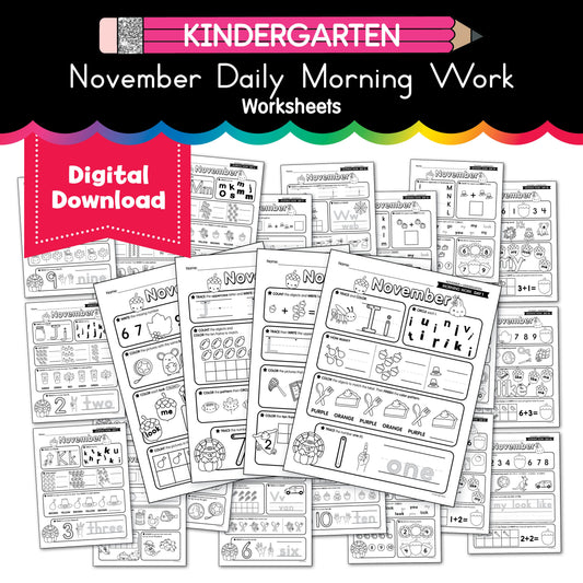 Printable Kindergarten November Daily Morning Work