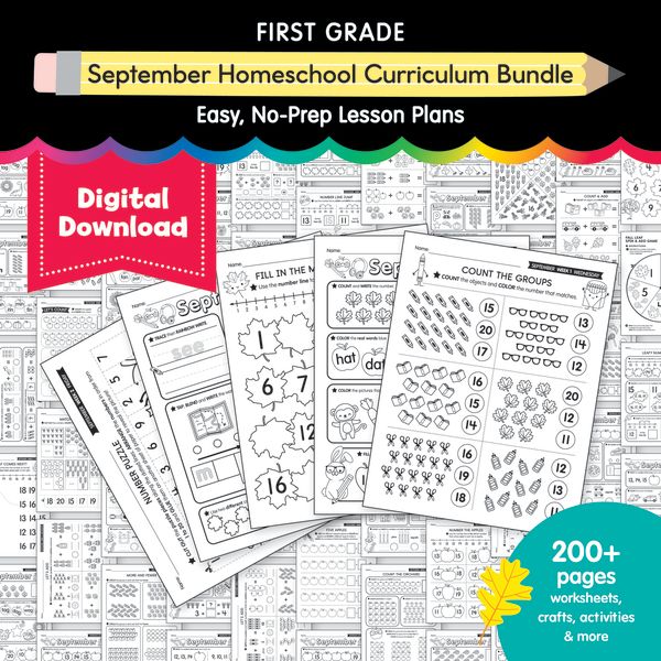 First Grade September  Homeschool Curriculum Bundle