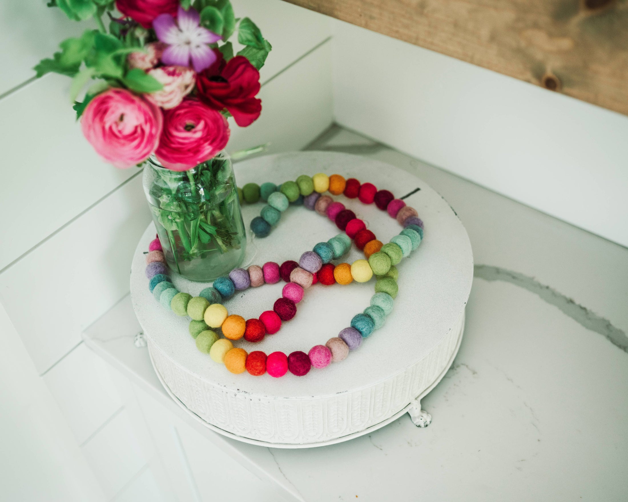 Rainbow Felt Pom Pom Garland