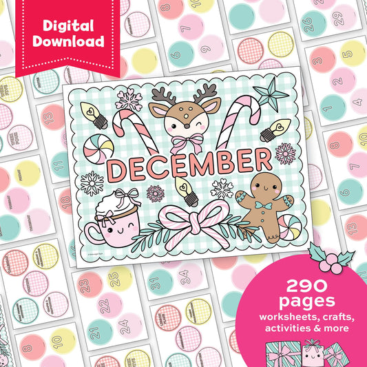 Printable Kindergarten December Homeschool Curriculum Bundle