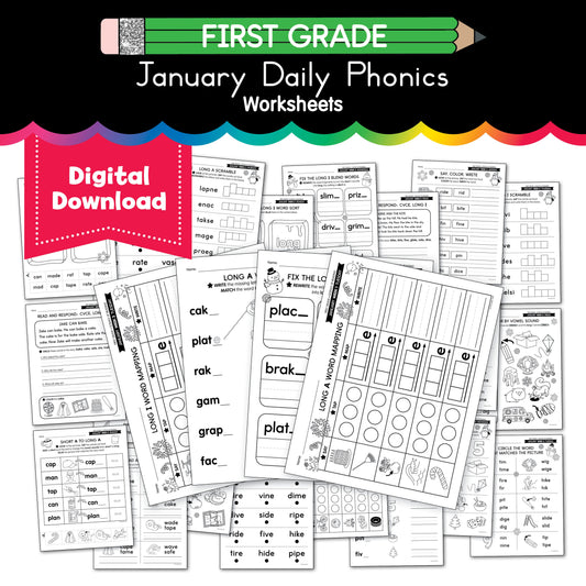 Printable First Grade January Daily Phonics