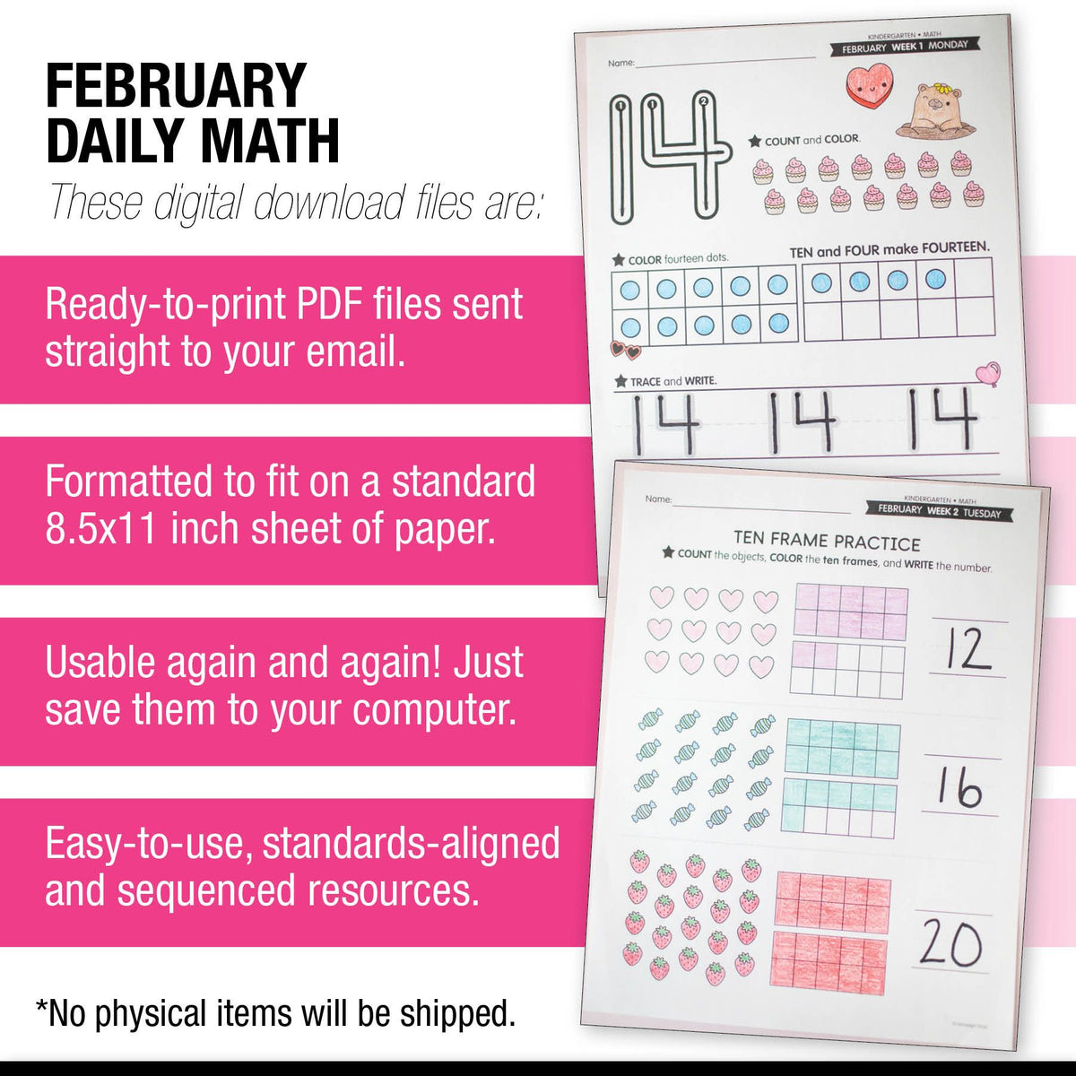 February Math Questions Printable Kindergarten February Daily Math - Playground Press