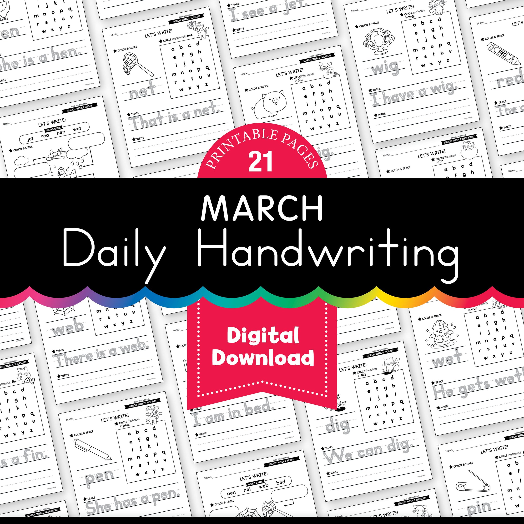 Printable March Daily Handwriting