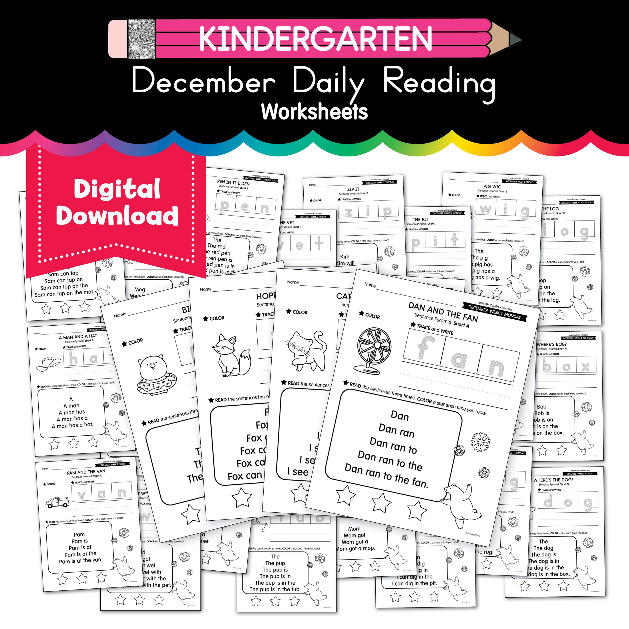 Printable Kindergarten December Daily Reading