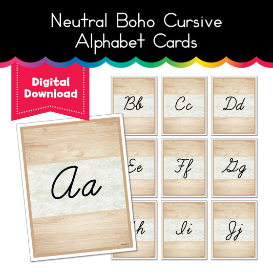 Neutral Boho Alphabet Cards