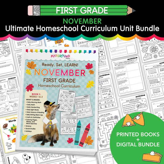 Ultimate First Grade November Homeschool Curriculum Bundle