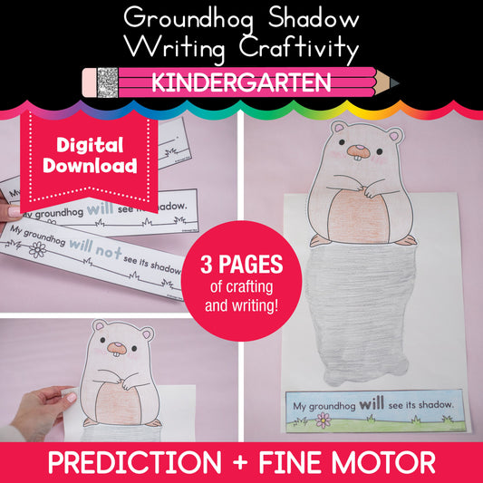 Printable February Groundhog Shadow Writing Craftivity