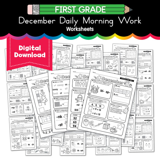 Printable First Grade December Daily Morning Work