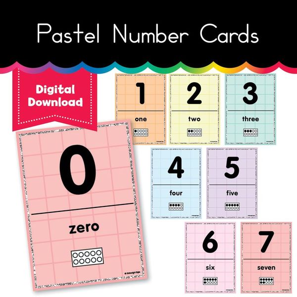 Pastel Number Cards 