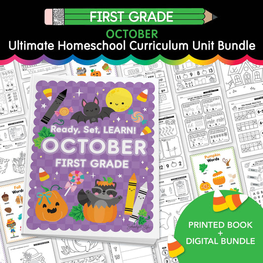 Ultimate First Grade October Homeschool Curriculum Unit Bundle