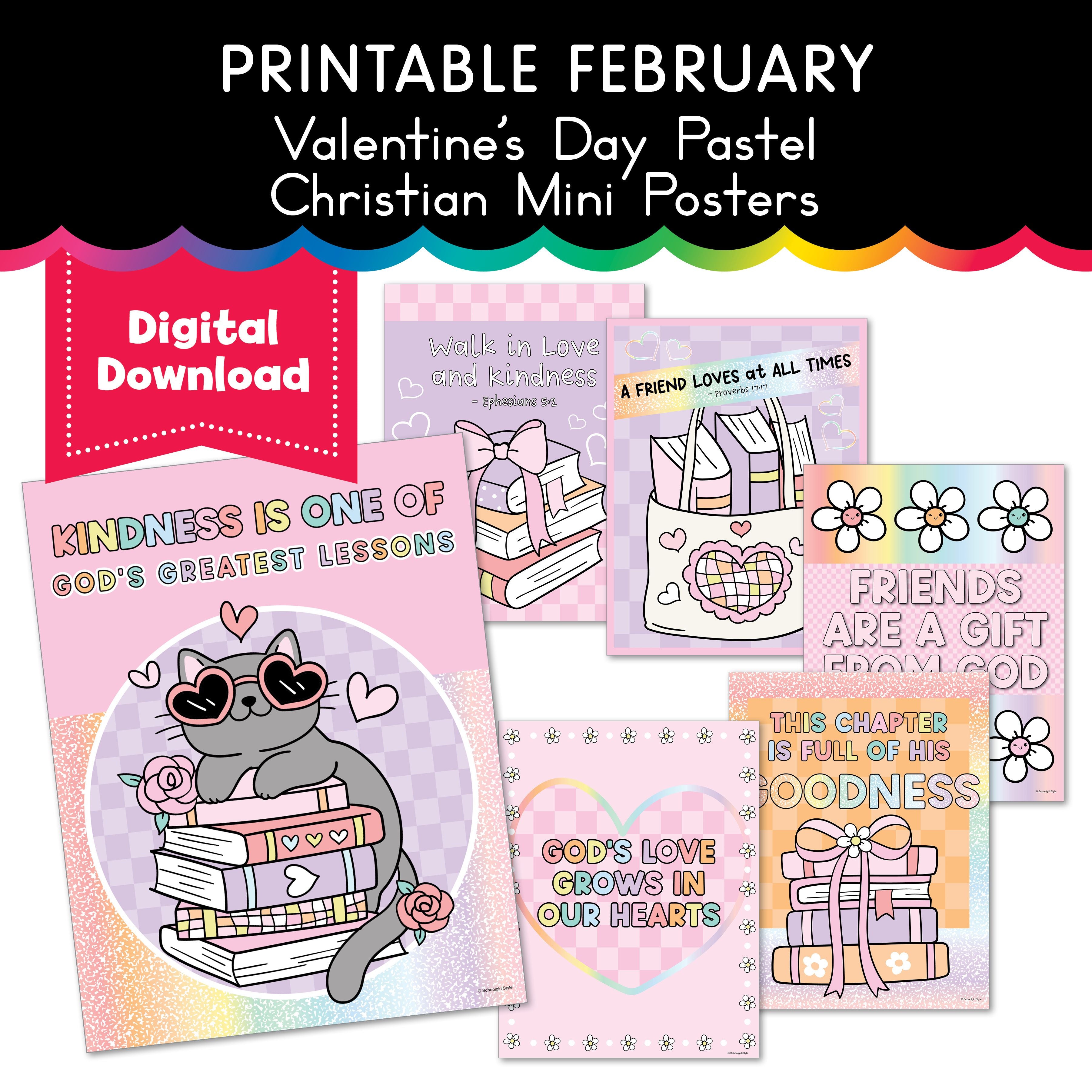 Printable Valentine's Day Pastel Christian Mini Posters Playground Press