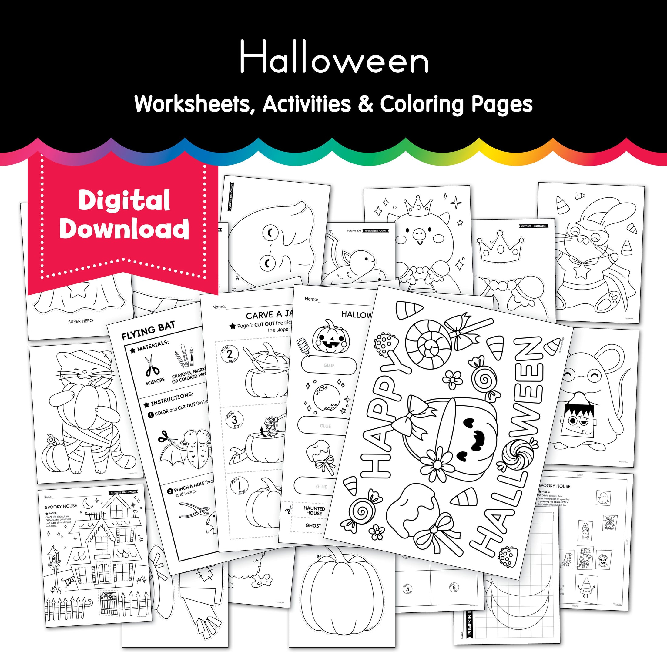 Printable Halloween Worksheets, Activities and Coloring Pages