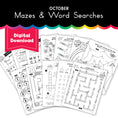 Load image into Gallery viewer, Printable October Mazes and Word Searches
