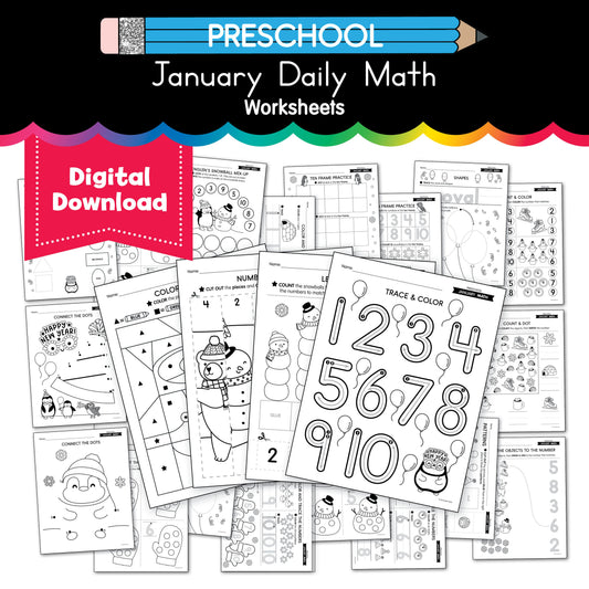 Printable Preschool January Daily Math