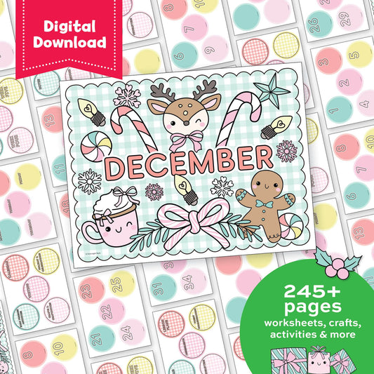 Printable First Grade December Homeschool Curriculum Bundle