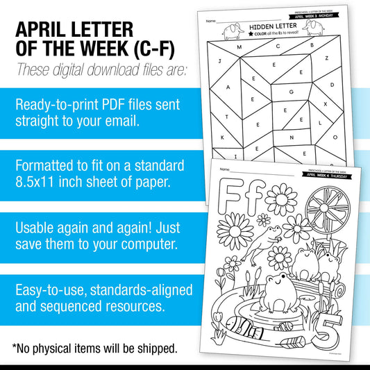 Printable Preschool April Letter of the Week